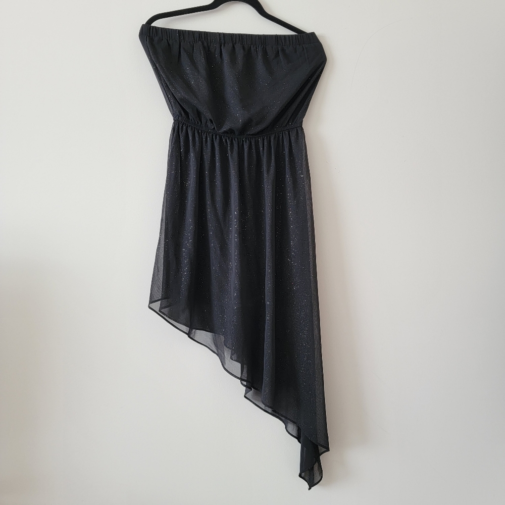 2B Bebe Sparkling Strapless Black Dress